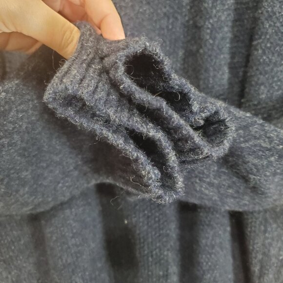 DANIELE BLASI Womens Sweater SZ L Mock Neck Wool Knit Ribbed Navy Long Sleeves - Picture 7 of 10